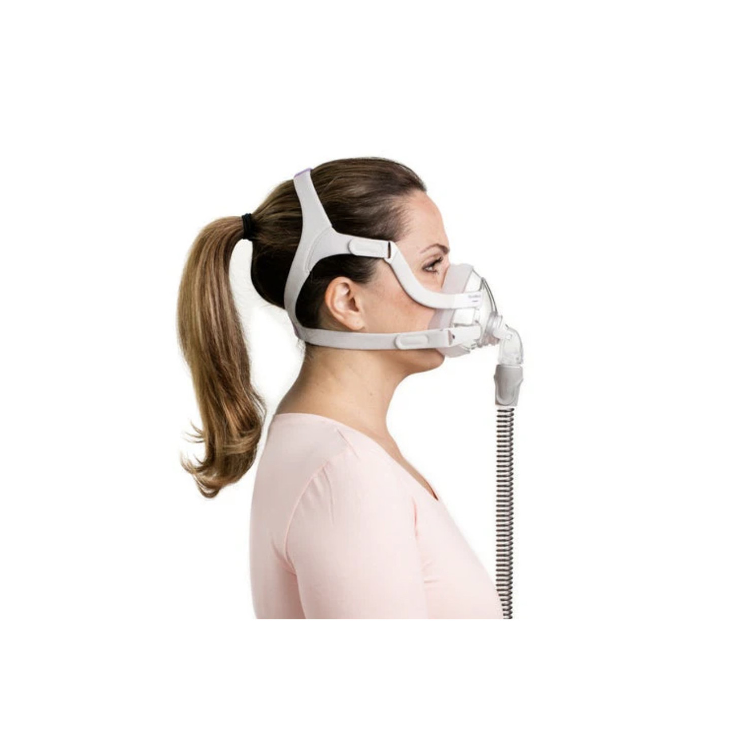 Le masque facial CPAP/PPC AirFit F20 for Her de ResMed.